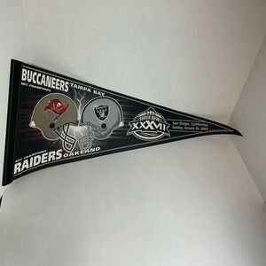 NFL Buccaneers Raiders Vintage 2003 Super Bowl XXXVII Logo Football Pennant